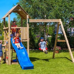 Misaladejuegos Torreta con tobogán columpio jardín trepador parque infantil para niños Carol-2 S-03020-PK-XB-1 - Imagen 4