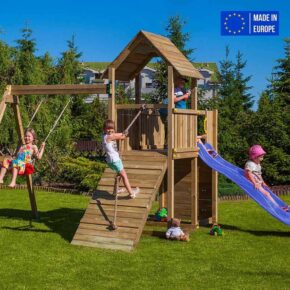 Misaladejuegos Columpio de madera para jardín, parque infantil, torreta, tobogán, columpio Carol-3 S-03005-PK-XB-1 - Imagen 4