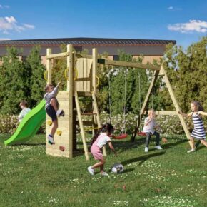 Misaladejuegos Parque infantil de jardín tobogán infantil columpio doble escalada Funny-3 DS S-04430-PK-XG-1 - Imagen 5