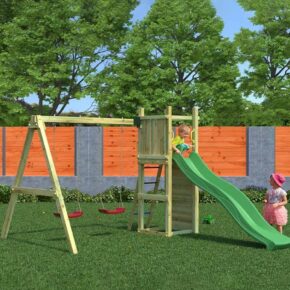 Misaladejuegos Parque infantil de jardín tobogán infantil columpio doble escalada Funny-3 DS S-04430-PK-XG-1 - Imagen 6