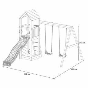 Misaladejuegos Parque infantil de madera para niños, torreta con tobogán y columpio doble Flappi S-03435-PK-XG-1 - Imagen 2