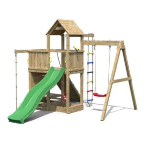 Misaladejuegos Jardín de madera parque infantil tobogán columpio escalada Activer S-03580-P-K-XG-1