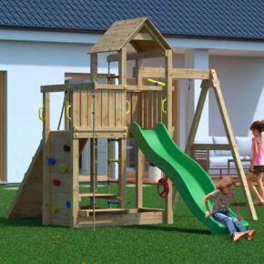 Misaladejuegos Jardín de madera parque infantil tobogán columpio escalada Activer S-03580-P-K-XG-1 - Imagen 6