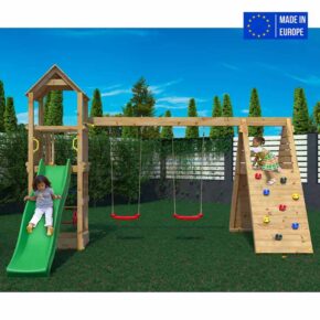 Misaladejuegos Parque infantil Fleppi, columpio doble y tobogán de escalada S-04630-PK-XG-1 - Imagen 2