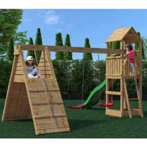 Misaladejuegos Parque infantil Fleppi, columpio doble y tobogán de escalada S-04630-PK-XG-1 - Imagen 4