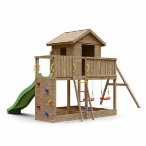 Misaladejuegos Jardín parque infantil casa trepadora tobogán doble columpio Galaxy L S-06930-P-K-XG-1
