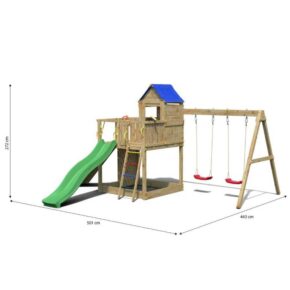 Misaladejuegos Fungoo Treehouse Casita infantil y columpio 3 juegos de jardín de madera S-05130-P-K-XG-1 - Imagen 3