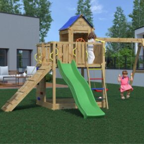 Misaladejuegos Fungoo Treehouse Casita infantil y columpio 3 juegos de jardín de madera S-05130-P-K-XG-1 - Imagen 5