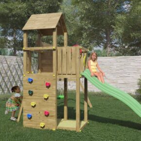 Misaladejuegos Torre con tobogán, columpios, arenero, parque infantil de madera Boomer S-05100-P-K-XG-1 - Imagen 2
