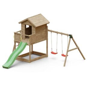 Misaladejuegos Casa GALAXY S con tobogán, juegos de jardín de madera S-06970-P-K-XG-1