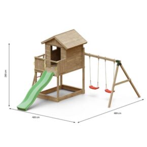 Misaladejuegos Casa GALAXY S con tobogán, juegos de jardín de madera S-06970-P-K-XG-1 - Imagen 3