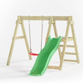 Misaladejuegos Parque infantil de madera con tobogán y columpio en forma de seta ligera BAXY S-08320-P-K-XG-1