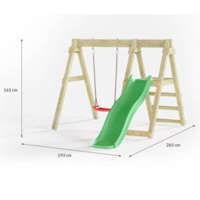 Misaladejuegos Parque infantil de madera con tobogán y columpio en forma de seta ligera BAXY S-08320-P-K-XG-1 - Imagen 3