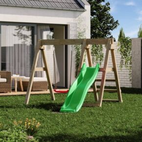 Misaladejuegos Parque infantil de madera con tobogán y columpio en forma de seta ligera BAXY S-08320-P-K-XG-1 - Imagen 4