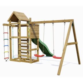 Misaladejuegos Parque infantil de madera Fungoo Mixter con tobogán, columpio doble y columpio S-08180-P-K-XG-1 - Imagen 2