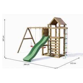 Misaladejuegos Parque infantil de madera Fungoo Mixter con tobogán, columpio doble y columpio S-08180-P-K-XG-1 - Imagen 3