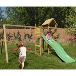 Misaladejuegos Parque infantil de madera Fungoo Mixter con tobogán, columpio doble y columpio S-08180-P-K-XG-1 - Imagen 6
