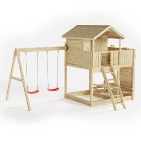 Misaladejuegos copia de Parque infantil de madera Fungoo Mixter con tobogán, columpio doble y columpio S-08210-P-K-XX-1 - Imagen 2