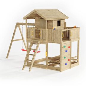 Misaladejuegos copia de Parque infantil de madera Fungoo Mixter con tobogán, columpio doble y columpio S-08210-P-K-XX-1