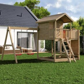 Misaladejuegos copia de Parque infantil de madera Fungoo Mixter con tobogán, columpio doble y columpio S-08210-P-K-XX-1 - Imagen 3