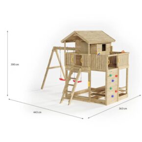 Misaladejuegos copia de Parque infantil de madera Fungoo Mixter con tobogán, columpio doble y columpio S-08210-P-K-XX-1 - Imagen 4