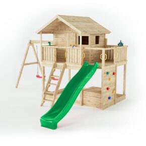 Misaladejuegos Casita de juegos de madera Fungoo Sunshine con tobogán y dos columpios XX-1 S-08280-P-K-XX-1 - Imagen 3