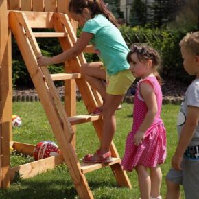 Misaladejuegos Casita de juegos de madera Fungoo Sunshine con tobogán y dos columpios XX-1 S-08280-P-K-XX-1 - Imagen 7