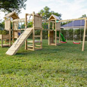 Misaladejuegos Fungoo Optimizer Parque infantil de madera con tobogá con columpios trepador y cocina infantil S-08510-P-K-XG-1 - Imagen 5
