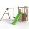 Misaladejuegos Parque infantil de madera Fungoo Houser con tobogán, dos columpios y casita de juegos S-08520-P-K-XG-1