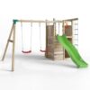 Misaladejuegos Parque infantil de madera Fungoo Houser con tobogán, dos columpios y casita de juegos S-08520-P-K-XG-1 - Imagen 2