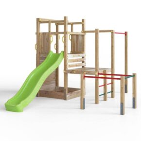 Misaladejuegos Fungoo Climbing Star 4 parque infantil de madera con tobogán, arenero y trepador S-08740-P-K-XG-1