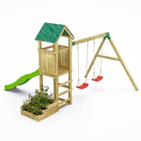 Misaladejuegos Parque infantil de jardín de madera Fungoo Green Space con jardineras, tobogán y columpios S-08860-P-K-XG-1 - Imagen 2