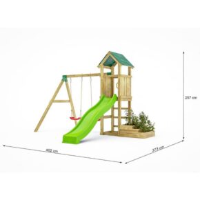 Misaladejuegos Parque infantil de jardín de madera Fungoo Green Space con jardineras, tobogán y columpios S-08860-P-K-XG-1 - Imagen 3