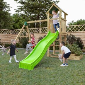 Misaladejuegos Parque infantil de jardín de madera Fungoo Green Space con jardineras, tobogán y columpios S-08860-P-K-XG-1 - Imagen 4