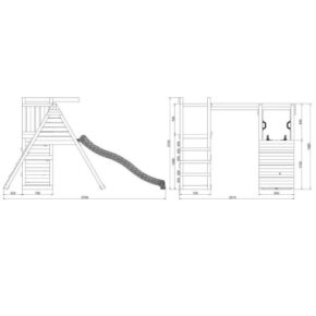 Misaladejuegos Fungoo Climber juego de jardín de madera con escalada, tobogán y columpio S-08530-P-K-XG-1 - Imagen 4