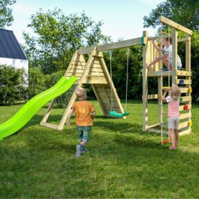 Misaladejuegos Fungoo Climber juego de jardín de madera con escalada, tobogán y columpio S-08530-P-K-XG-1 - Imagen 6