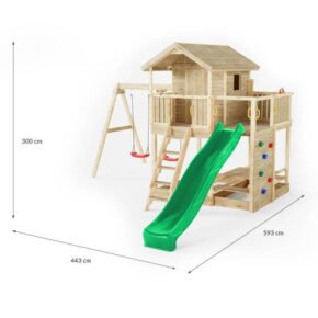 Misaladejuegos Casita de juegos de madera Fungoo Moonlight con tobogán y dos columpios S-08210-P-K-XG-1 - Imagen 3