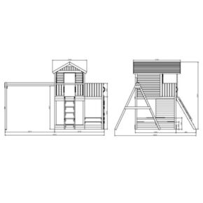 Misaladejuegos Casita de juegos de madera Fungoo Moonlight con tobogán y dos columpios S-08210-P-K-XG-1 - Imagen 4