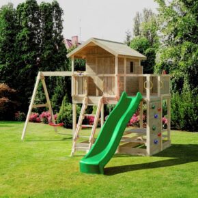Misaladejuegos Casita de juegos de madera Fungoo Moonlight con tobogán y dos columpios S-08210-P-K-XG-1 - Imagen 5