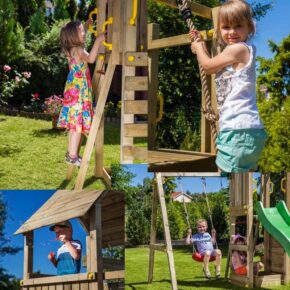 Misaladejuegos Casita de juegos de madera Fungoo Moonlight con tobogán y dos columpios S-08210-P-K-XG-1 - Imagen 8