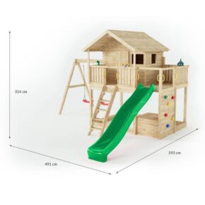 Misaladejuegos Casita de juegos de madera Fungoo Sunshine con tobogán y dos columpios XG-1 S-08280-P-K-XG-1 - Imagen 3