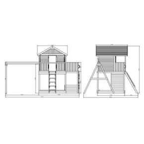 Misaladejuegos Casita de juegos de madera Fungoo Sunshine con tobogán y dos columpios XG-1 S-08280-P-K-XG-1 - Imagen 4
