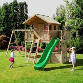 Misaladejuegos Casita de juegos de madera Fungoo Sunshine con tobogán y dos columpios XG-1 S-08280-P-K-XG-1 - Imagen 6