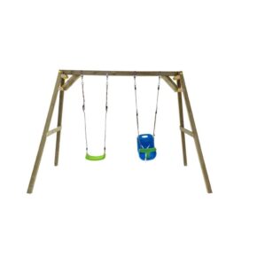Misaladejuegos Columpio de madera cuadrada Masgames Xylo doble con Asiento de Bebé MA700065 - Imagen 2