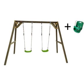 Misaladejuegos Columpio de madera cuadrada Masgames Xylo doble con Asiento de Bebé MA700065