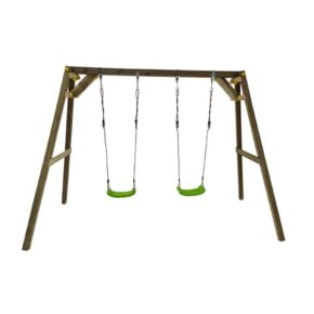 Misaladejuegos Columpio de madera cuadrada Masgames Xylo doble con Asiento de Bebé MA700065 - Imagen 3