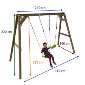 Misaladejuegos Columpio de madera cuadrada Masgames Xylo doble con Asiento de Bebé MA700065 - Imagen 4