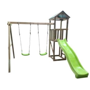 Misaladejuegos Parque infantil Masgames Carlit L con techo de lona y columpio doble MA700261