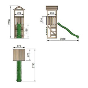 Misaladejuegos Parque infantil Masgames Carlit L con techo de madera y pared de escalada MA700267 - Imagen 2