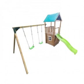 Misaladejuegos Parque infantil Masgames Tibidabo L con techo de lona, caseta y columpio doble MA700227 - Imagen 2
